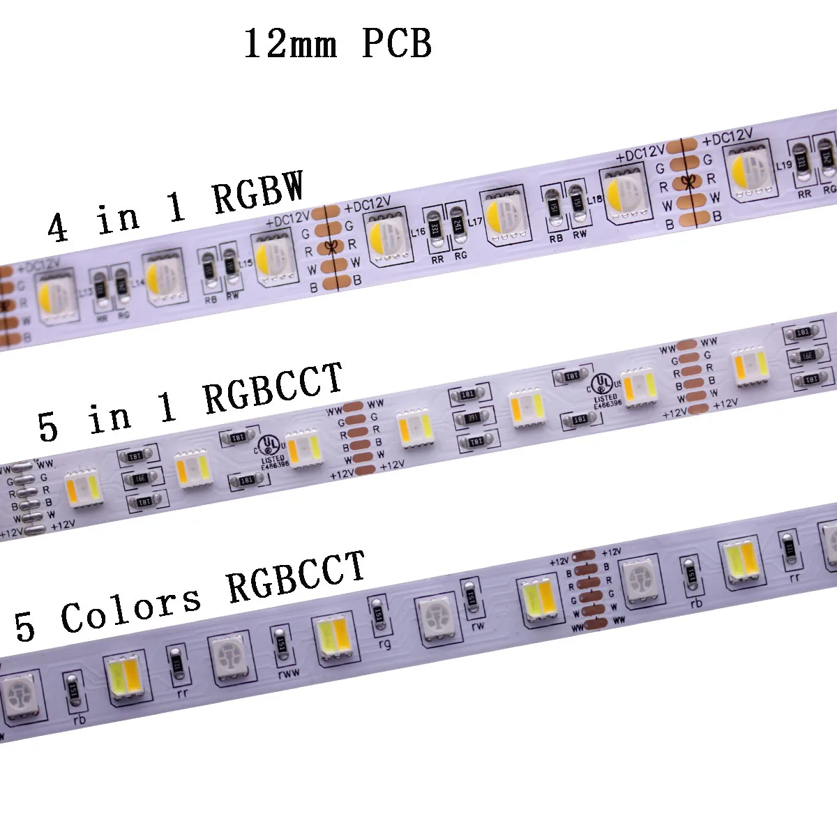 12 мм PCB 5 м 4в1 5в1 RGB+ CCT Светодиодная лента 5050 60 Светодиодный s/M 5 цветов в 1 чип CW+ RGB+ WW RGBW RGBWW гибкий светодиодный светильник 12 В 24 В