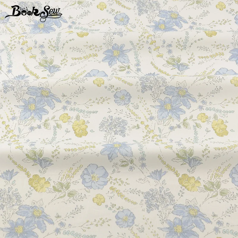 Booksew 100% хлопок ткань саржа синий цветок дизайн домашний текстиль Материал