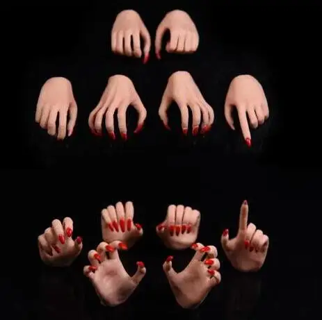 pale with red nail 1/6 масштаб женские фигурки аксессуар PHICEN/TBleague рука модель сутан/бледной кожей модель 3 пар/компл. модель для детей возрастом от 12 ''женского тела - Цвет: pale with red nail