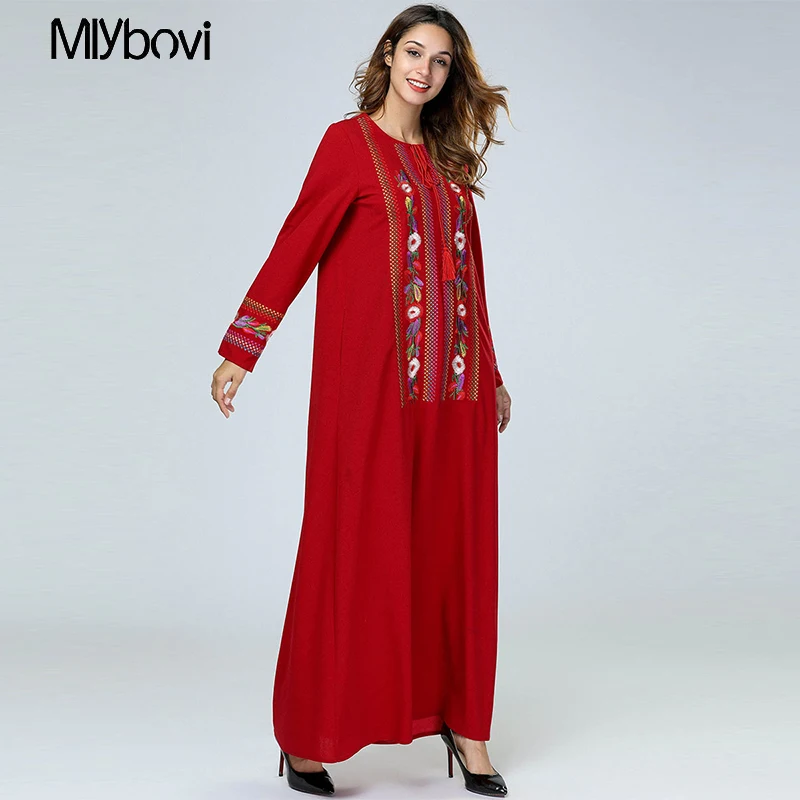 Модное женское платье с вышивкой мусульманская одежда для женщин модная