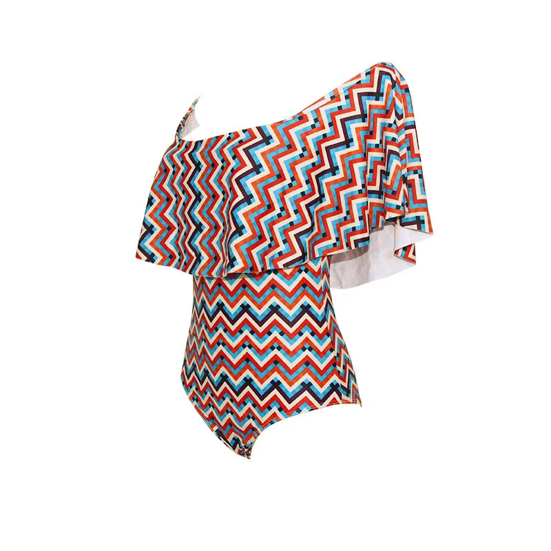 2019 цельный купальник женский Сексуальный Геометрический полихромовый купальный