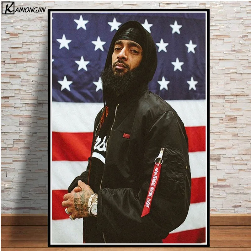 002 Плакаты и принты R.I.P Nipsey Hussle плакат Рэппер хип-хоп музыка звезда холст картина стены Искусство Картина гостиная домашний декор - Цвет: 002