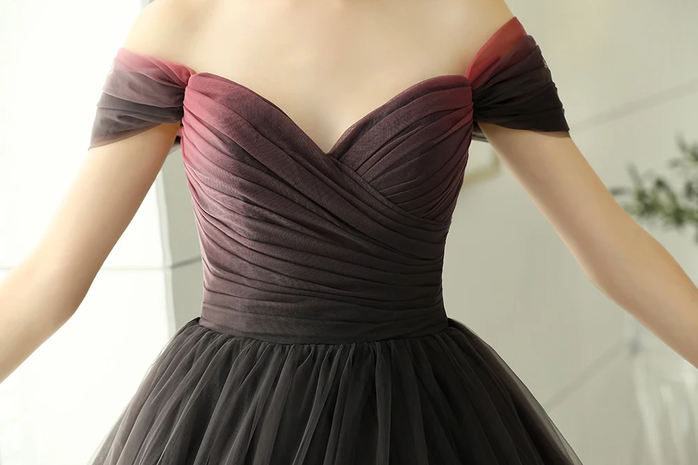 BEPEITHY vestido de festa дизайн милое бальное платье с открытыми плечами пышные градиентные цвета Тюль Длинные вечерние платья
