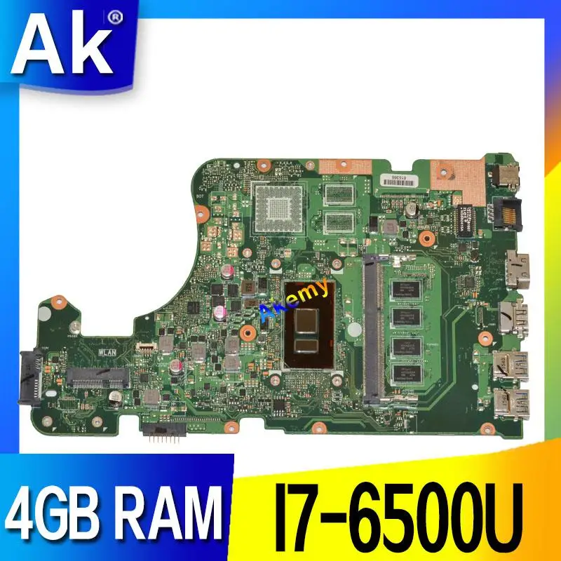 

X555UA материнская плата I7-6500U 4 Гб ОЗУ для For Asus X555 X555U X555UA X555UB материнская плата для ноутбука X555UA материнская плата X555UA материнская плата