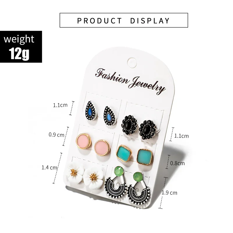 Женские серьги гвоздики в винтажном стиле с геометрическим узором модные