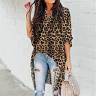 Женская летняя шифоновая блузка с полурукавами и леопардовым принтом
