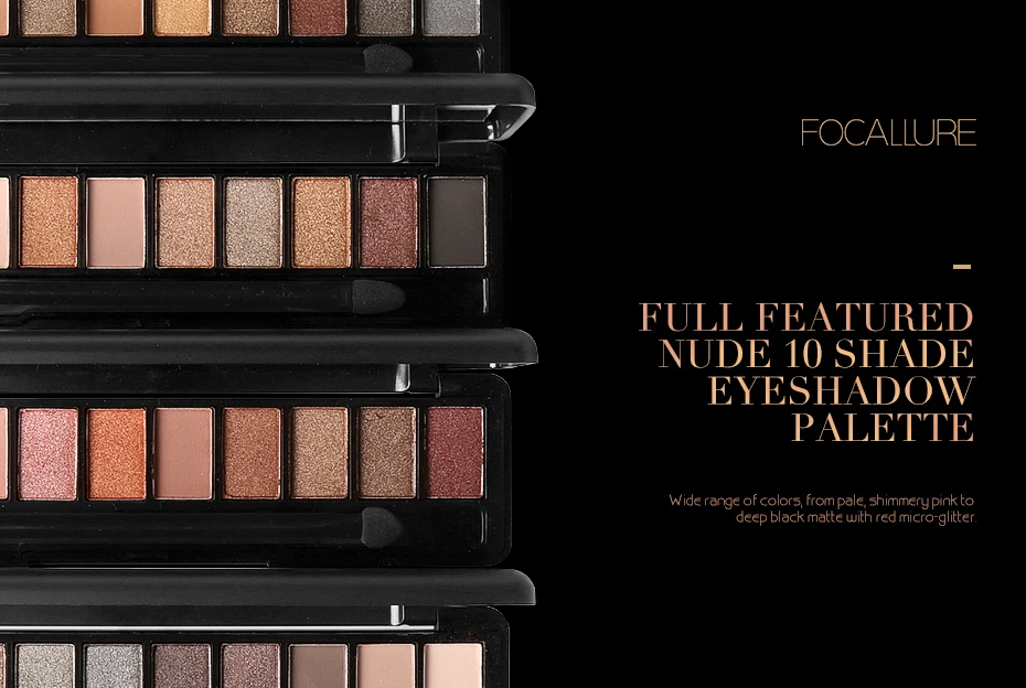 FOCALLURE New Pro 10 цветов Набор для женщин водонепроницаемый макияж тени для век палитра бровей Тени для век косметическая пудра с кистью