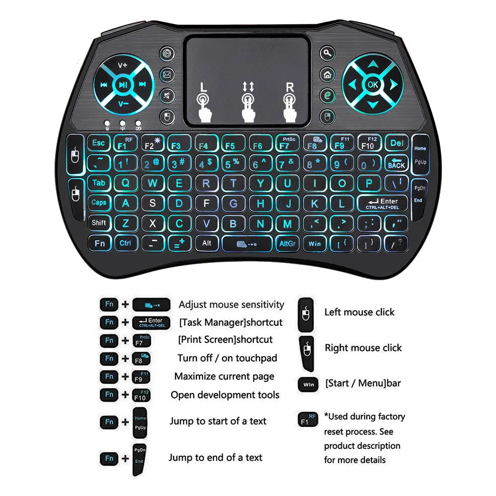 Беспроводная мини-клавиатура с подсветкой A8 Air mouse, сенсорная панель, пульт дистанционного управления для Android tv BOX, подсветка ПК, PS3, геймпад, обновление I8