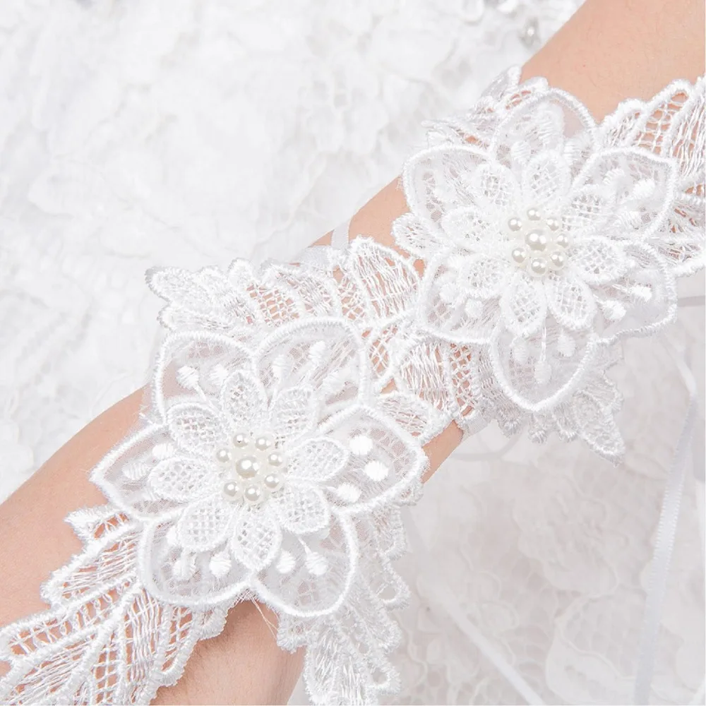 2019 новые летние белые черные свадебные перчатки на весь палец пятнистые для