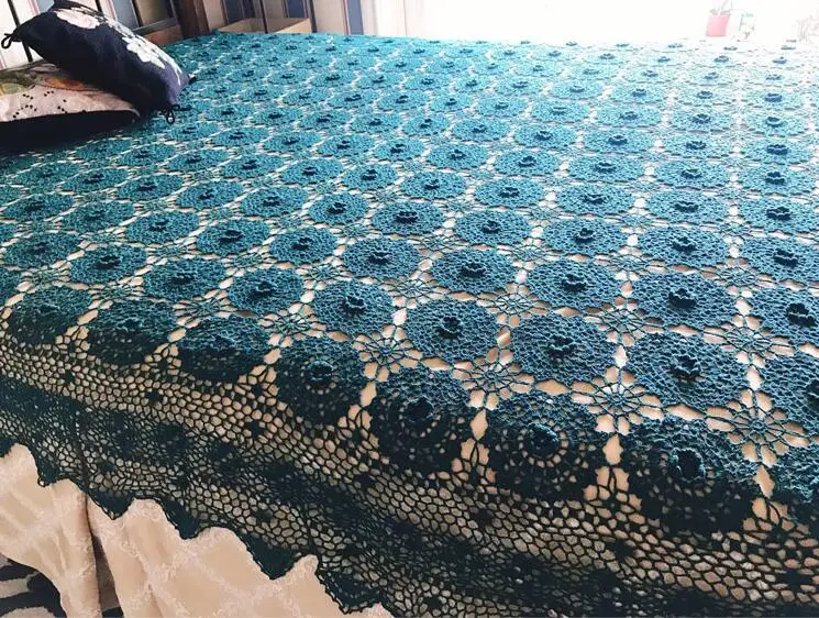 C type dark blue Покрывало с крючком в стиле патора, покрывало с кружевами и кисточками, постельное белье принцессы - Цвет: C type dark blue
