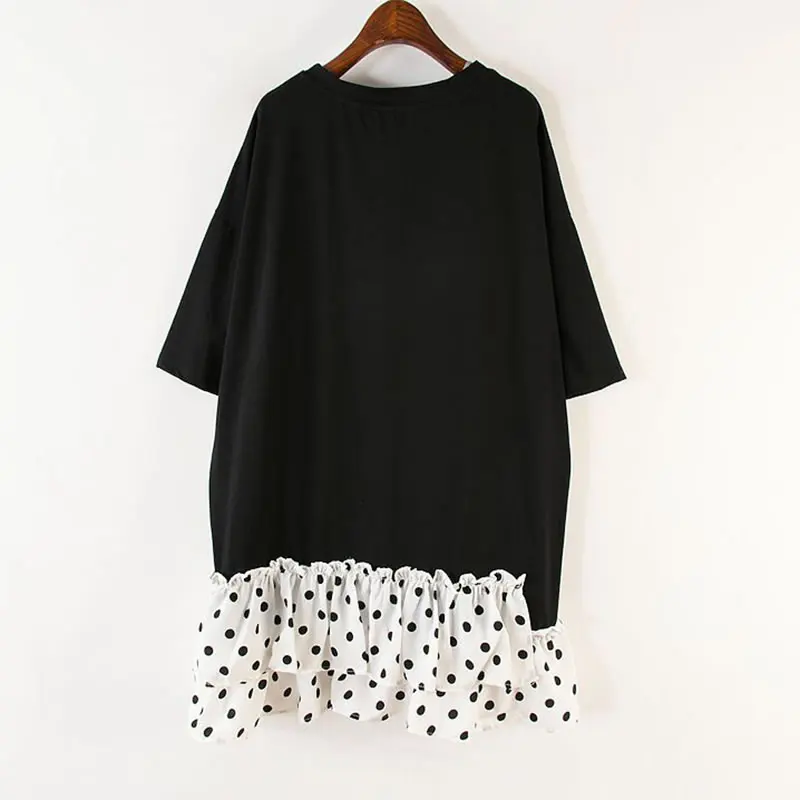 XITAO с принтом в горошек женская футболка большие размеры летняя коротким рукавом