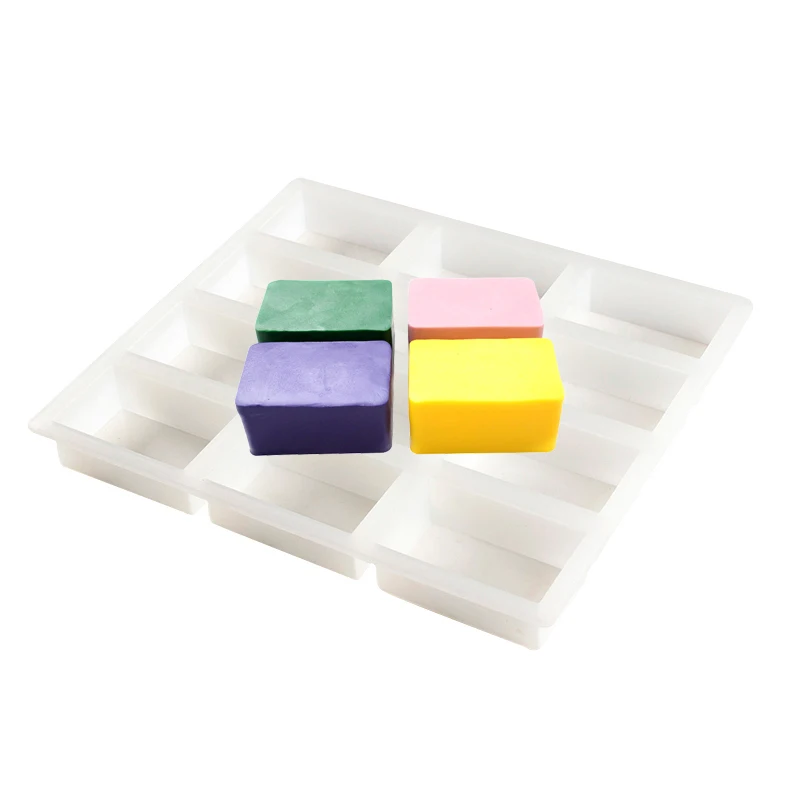 

12-Cavity Soap Mold Handmade Rectangular Loaf Bar Silicone Mould 6-oz Soaps Making Tool