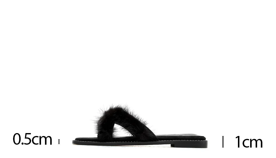 Gdgydh Real Fur Flat Slippers Women Summer Shoes Outside Slipper Lady Casual Beach Shoes Streetwear Black Apricot Slip On Cheap