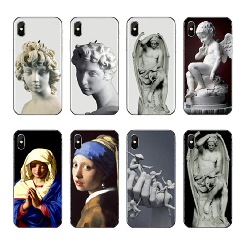 Ретро Винтажные художественные чехлы с мультяшными рисунками для iphone 4 5 6 7 8 X Plus, чехлы для телефона из ТПУ, чехлы с изображением девичьей Марии