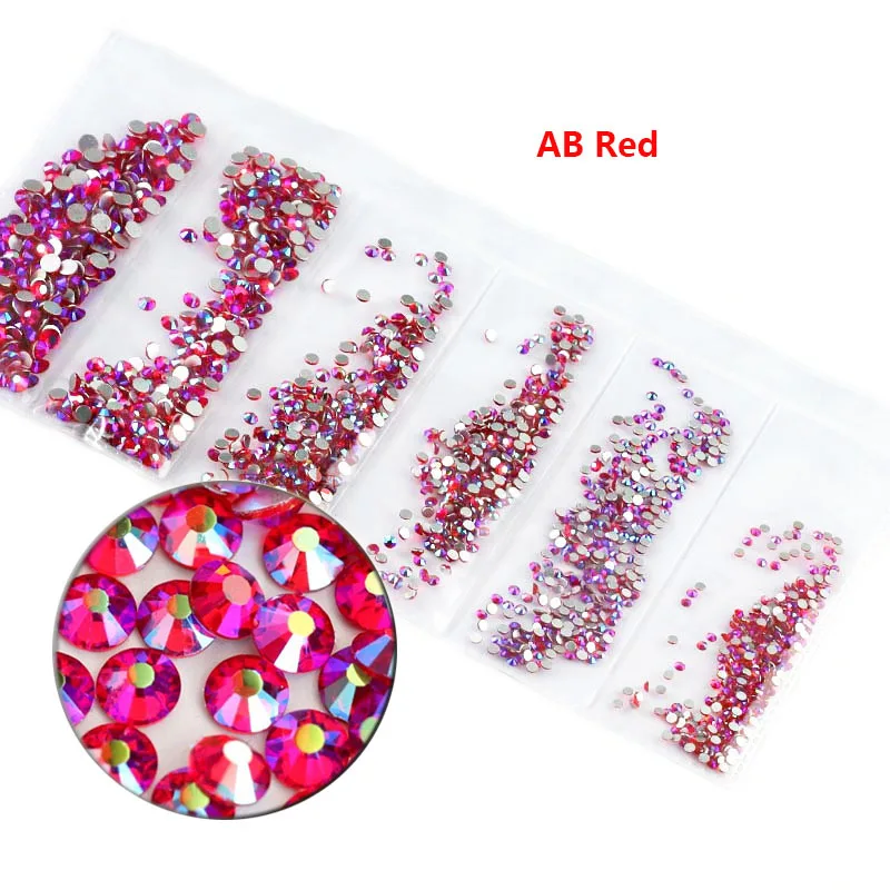 ab red Ss4-ss12 3D украшения для дизайна ногтей блестящие стразы для ногтей стеклянные кристаллы аксессуары Стразы для дизайна ногтей разноцветные стразы - Цвет: ab red