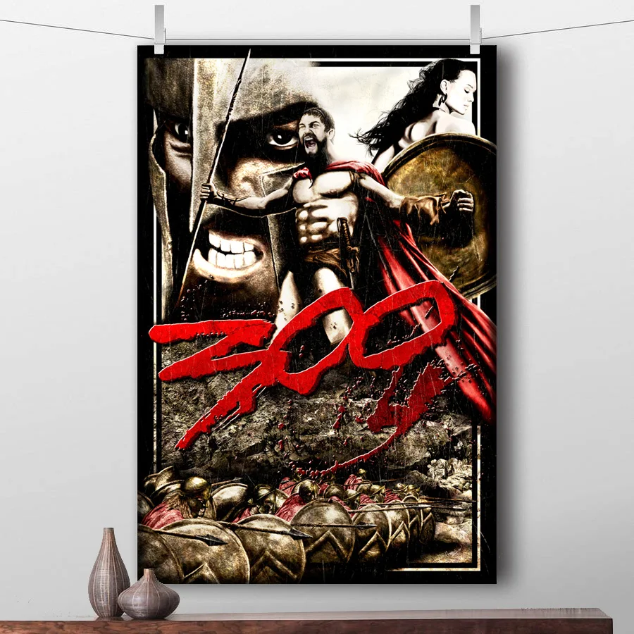 Canvas Painting with Solid Wood Scrolls Spartan 300 Warriors Wall Art Classic Movie Posters and Prints for Home Decor | Дом и сад