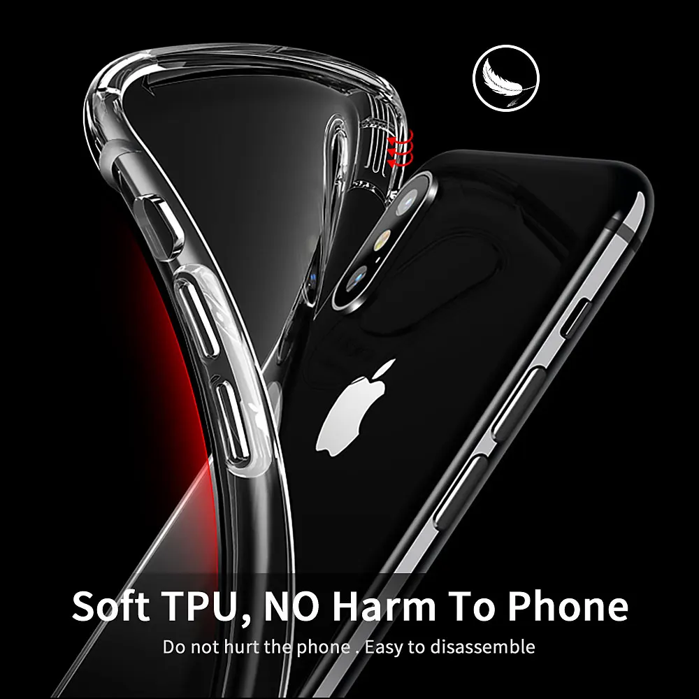 Противоударный прозрачный чехол Vothoon для iphone 12 Pro Max 11 Xs Xr 6s 7 8 Plus мягкий