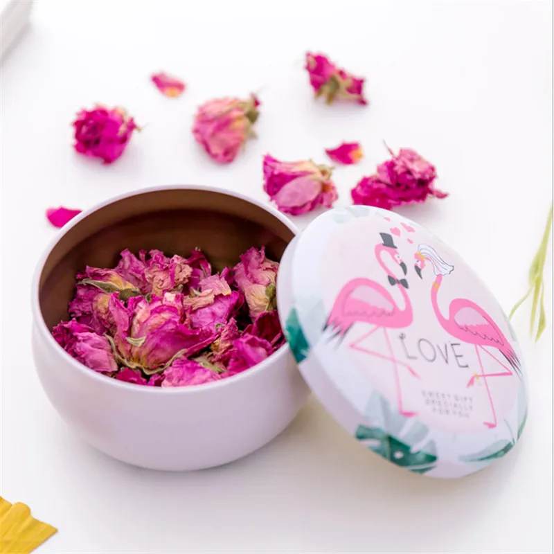 1pcs Flamingo Tinplate Round Candy Box Wedding Gift for Guest Packing Baby Shower Birthday Party Kids-S | Дом и сад