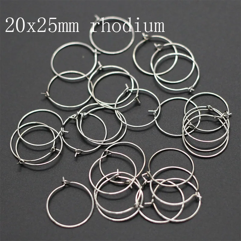 rhodium20x25mm 50pcs 50 шт./лот, Золотые круглые проволочные серьги-обручи, 25 мм, 30 мм, гипоаллергенные петли для сережек из нержавеющей стали для изготовления ювелирных изделий своими руками - Окраска металла: rhodium20x25mm 50pcs
