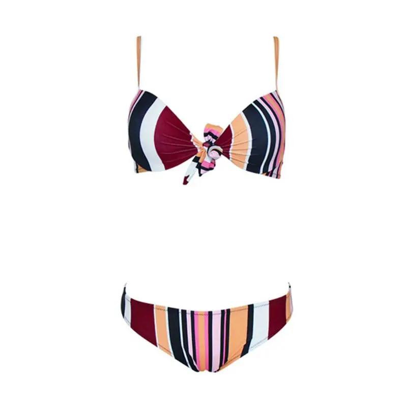 Женский сексуальный комплект бикини с завязывающимся узлом спереди бюстгальтер