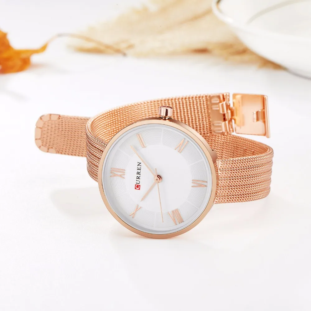 CURREN женские часы Роскошные Аналоговые кварцевые наручные классические