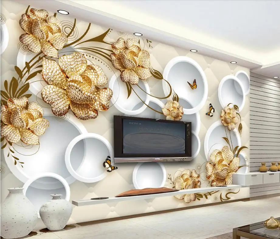 

Custom 3 d wall paper Jewelry flower vine living room wall murals TV sofa TV backdrop wallpaper 3d stereoscopic
