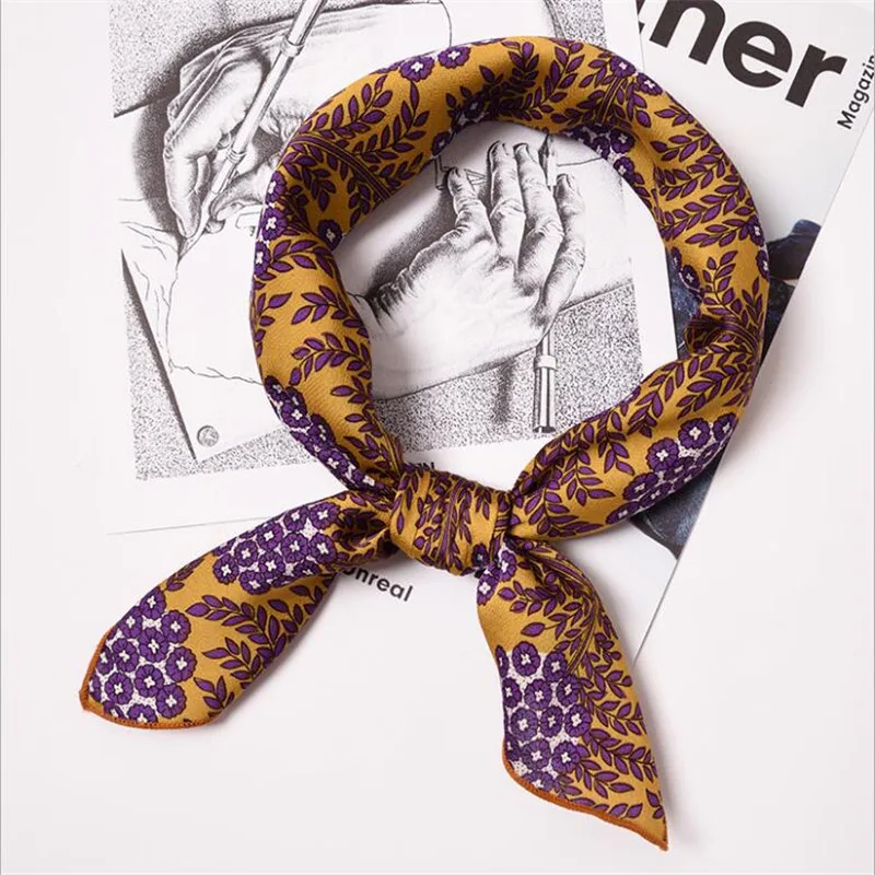 Новый женский квадратный атласный шелковый шарф шарфы с принтом клетчатая