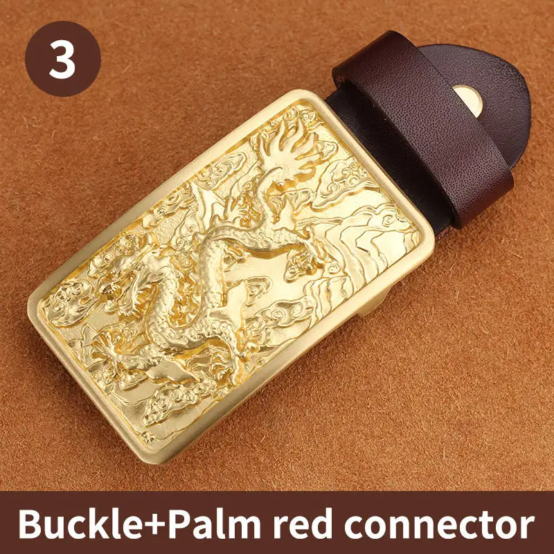 High Quality Belt Buckle for Men 100% Solid Brass Copper Antique Retro Chinese Dragon Embossed |