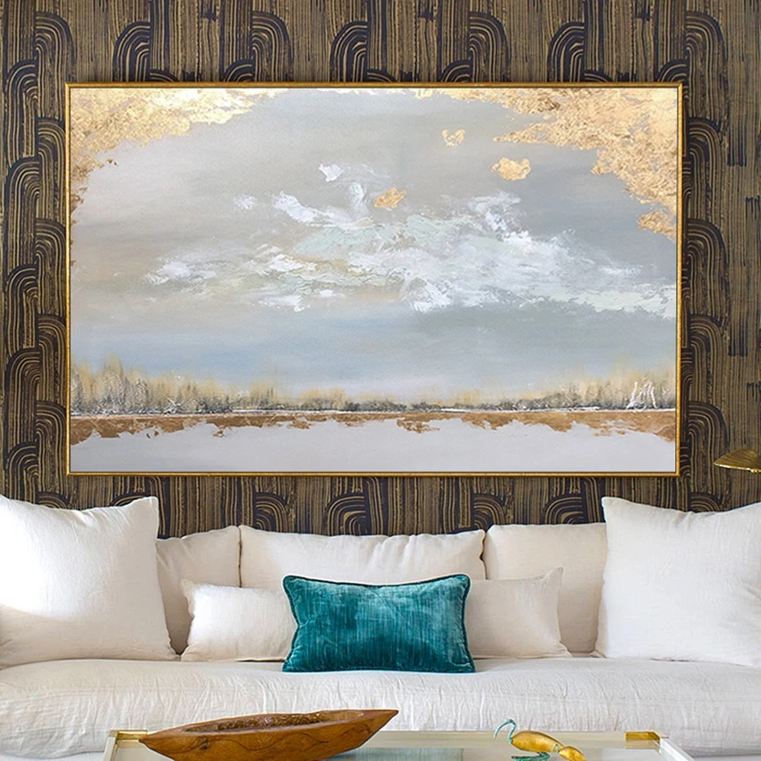 

Modern Nordic luxury style gilding Handmade abstract Oil Painting On Canvas Wall art For Living Room hotel Home Decor unframed