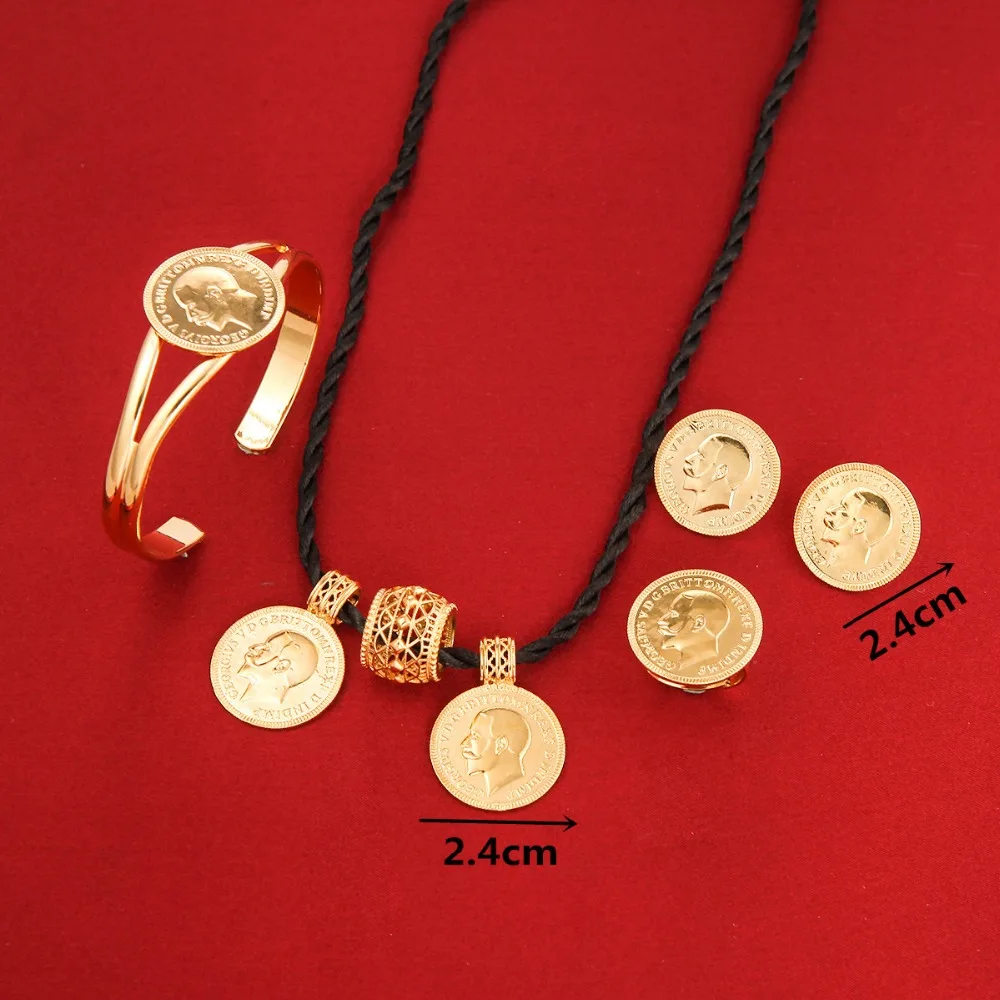 Набор ювелирных изделий с монетами из эфира 24 к золотого цвета для свадьбы и