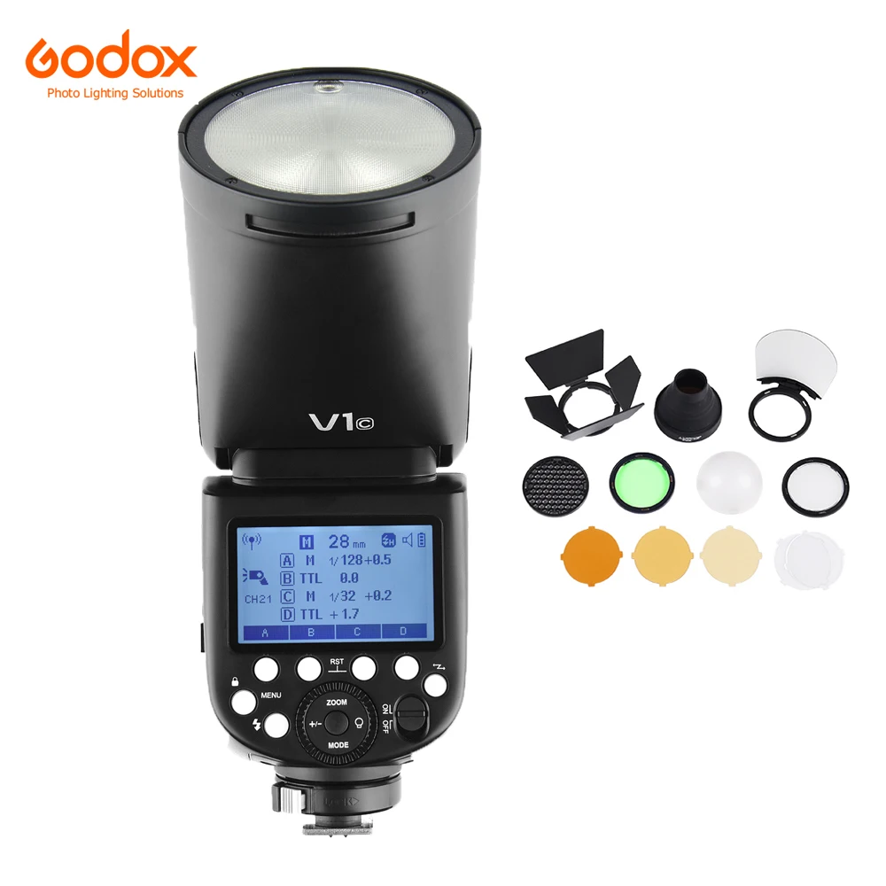 Godox V1C/N/S/F/O/P TTL 1/8000s HSS литий ионная вспышка с круглой головкой для Canon Nikon Sony Fuji Olympus +