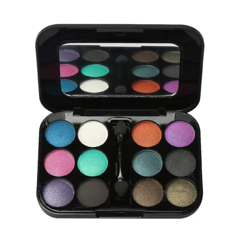 12 Цветов тени для век 1 комплект про Палитра косметических кистей зеркалом