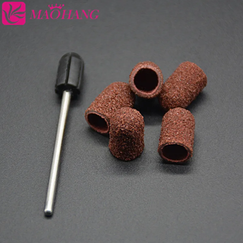 

5 колпачков + 1 Ручка Шлифовальные ленты для ногтей колпачков кольцо для электрической дрели для ногтей профессиональная Инструменты для ма...