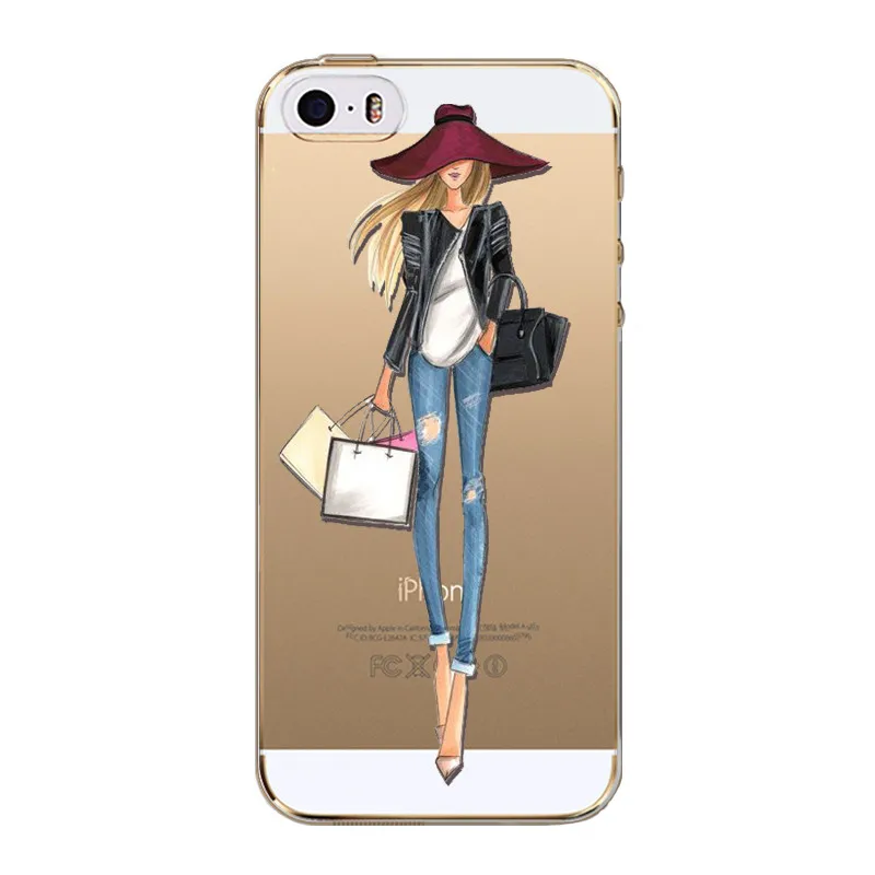 Чехол для Funda Iphone7 чехол мягкий из ТПУ capinha para iphone 6s 7 8 Plus 5 5S SE Роскошный женщин и