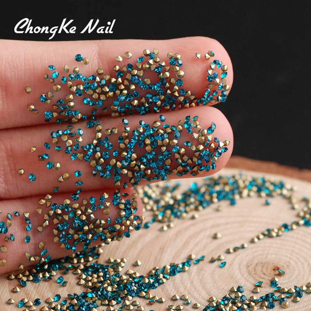 Blue zircon Hisenlee SS3 1,3 мм стекло Pixie AB микро точечные Стразы Серебряная задняя часть для ногтей Кристаллы украшения для ногтей - Цвет: Blue zircon