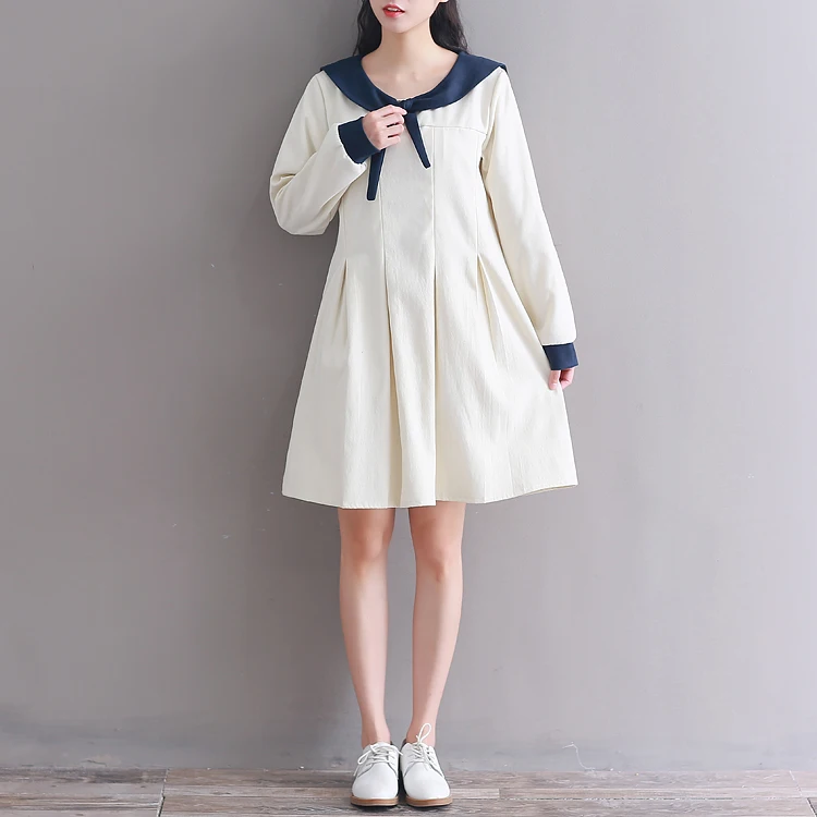 Новое весенне осеннее Хлопковое платье с длинными рукавами 2018 милое в японском