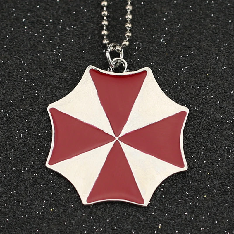 Ожерелье bioаз Alice Umbrella Corporation кулон с красной эмалью серебристого цвета модное