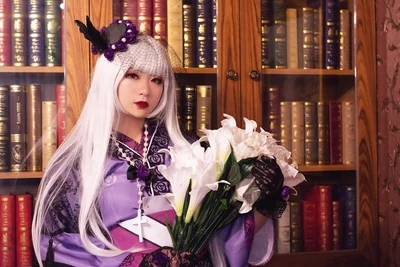 Женский костюм для косплея Rozen Maiden фиолетовое кимоно в виде розы с лампой ртути| |