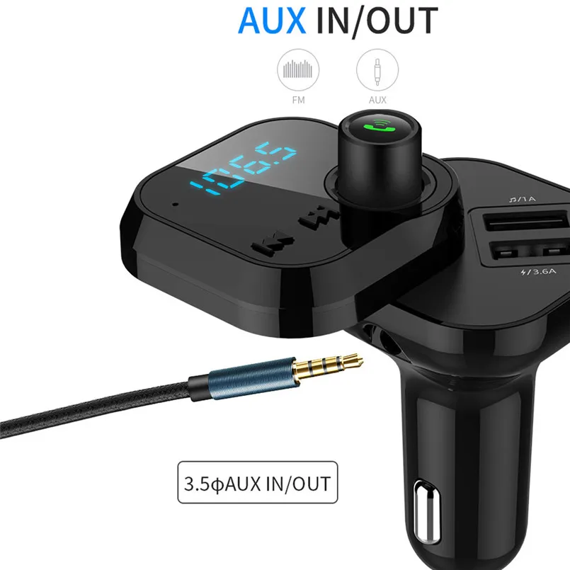 Wireless Car FM Transmitter Dual USB Mp3 Player Bluetooth Handsfree Calling LED Display Support TF Card /U Disk Music Play 30A20 |