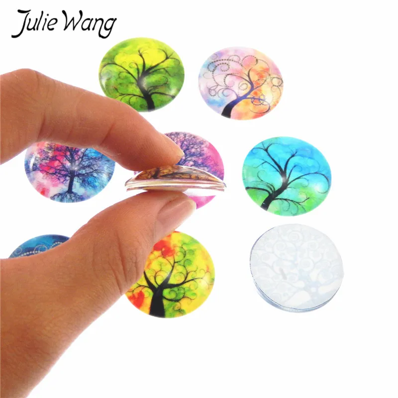 Julie Wang 6 шт 25 мм диаметр круглого стеклянного кабошона DIY ювелирные изделия в