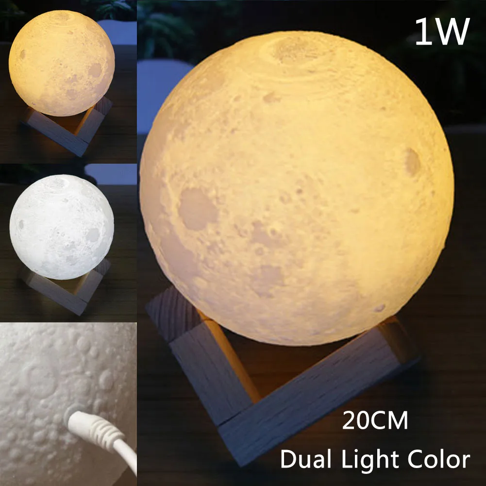 Креативный 3D светодиодный двойной светильник с Лунной луной сенсорный