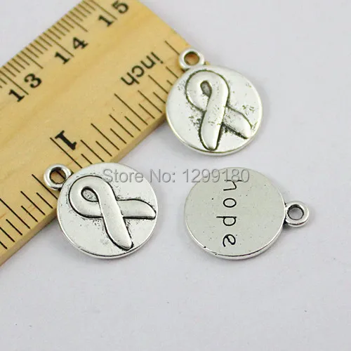 

100pcs/lot Tibetan Silve Charm Pendants with the red ribbon mark and word "hope" Accessory Pendant for Jewelry Making (K00571)