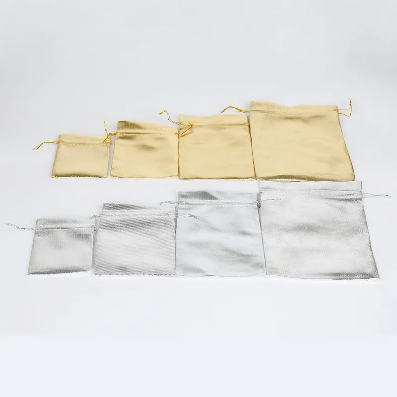Мешочки из органзы золотого/серебряного цвета 10 шт. сумки металлической фольги