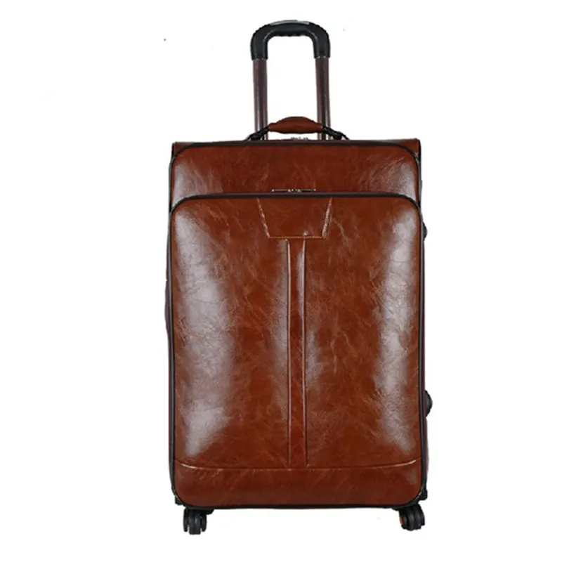 Baggage Business Trolley PU Retro suitcase bag luggage bags boarding box spinner wheels men convenient computer Pull Rod trunk