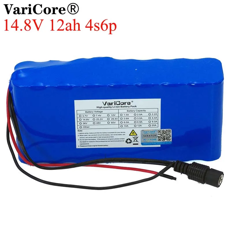 VariCore 14.8V 12Ah 4s6p 18650 li-iom battery pack night fishing lamp heater miner's amplifier batteries with BMS | Электроника