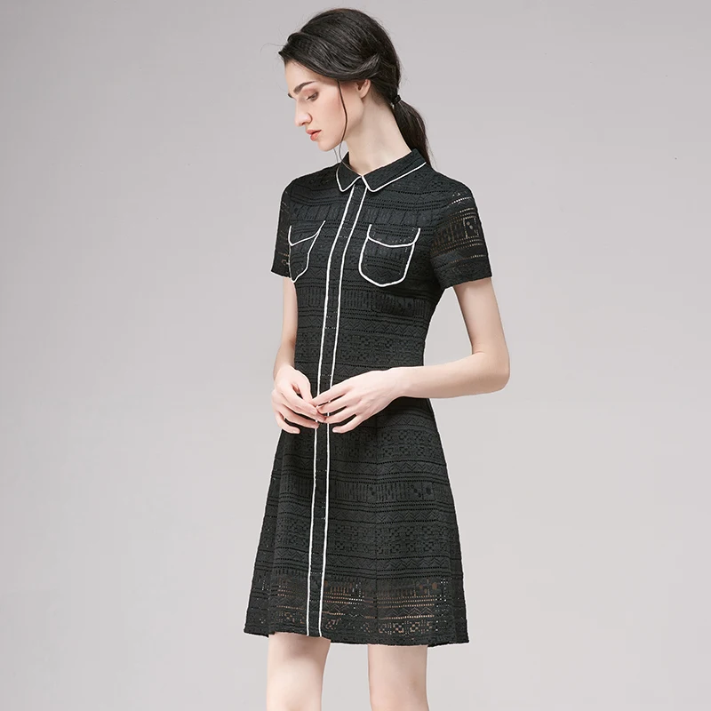 Yerad элегантный Для женщин Офисные женские туфли платье vestidos отложным воротником