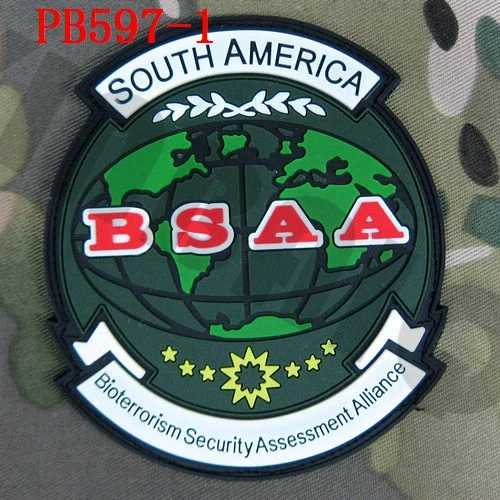 3D ПВХ патч Biohazard зонтик BSAA Европа Дальний Восток Северная Америка Южная Америка Резиновый патч - Цвет: PB597