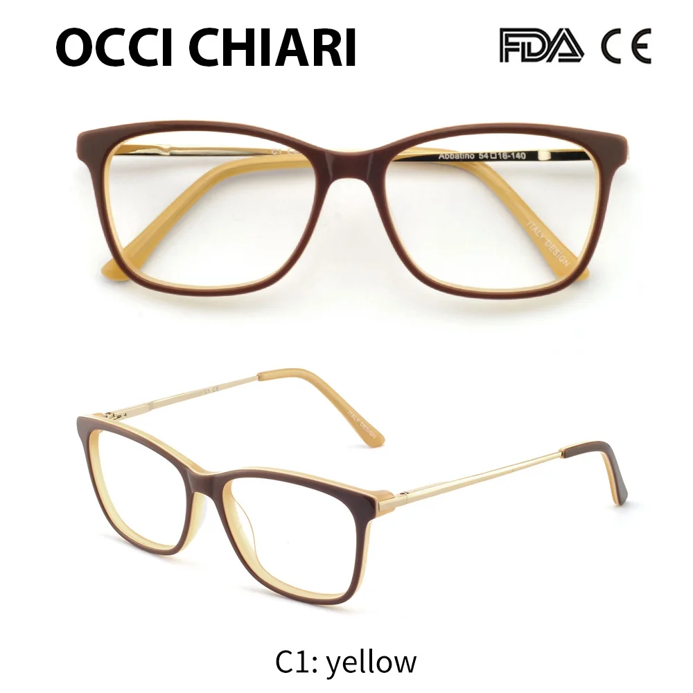 C1 OCCI CHIARI очки прозрачные оптические женские очки оправа прозрачные линзы очки дизайнерские трендовые ацетатные красные W-CARLEO - Цвет оправы: C1