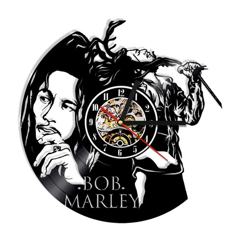 Bob Marley 3D настенные часы современный дизайн для гостиной классический винтажный виниловый рекорд часы настенные часы искусство украшение дома 12 дюймов
