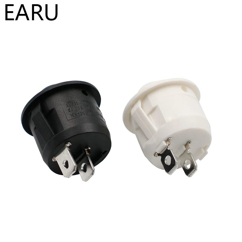 10 шт. AC 6A 10A 250V On Off Snap SPST круглая лодка клавишный переключатель черный 2 контактный